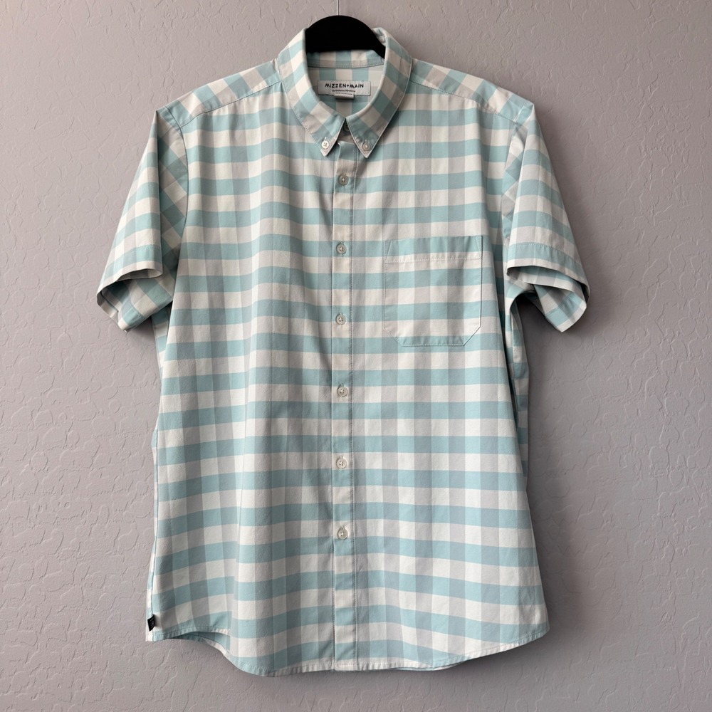 Mizzen+Main Button Down Shirt Short Sleeve Performance‎ Menswear Checkered L